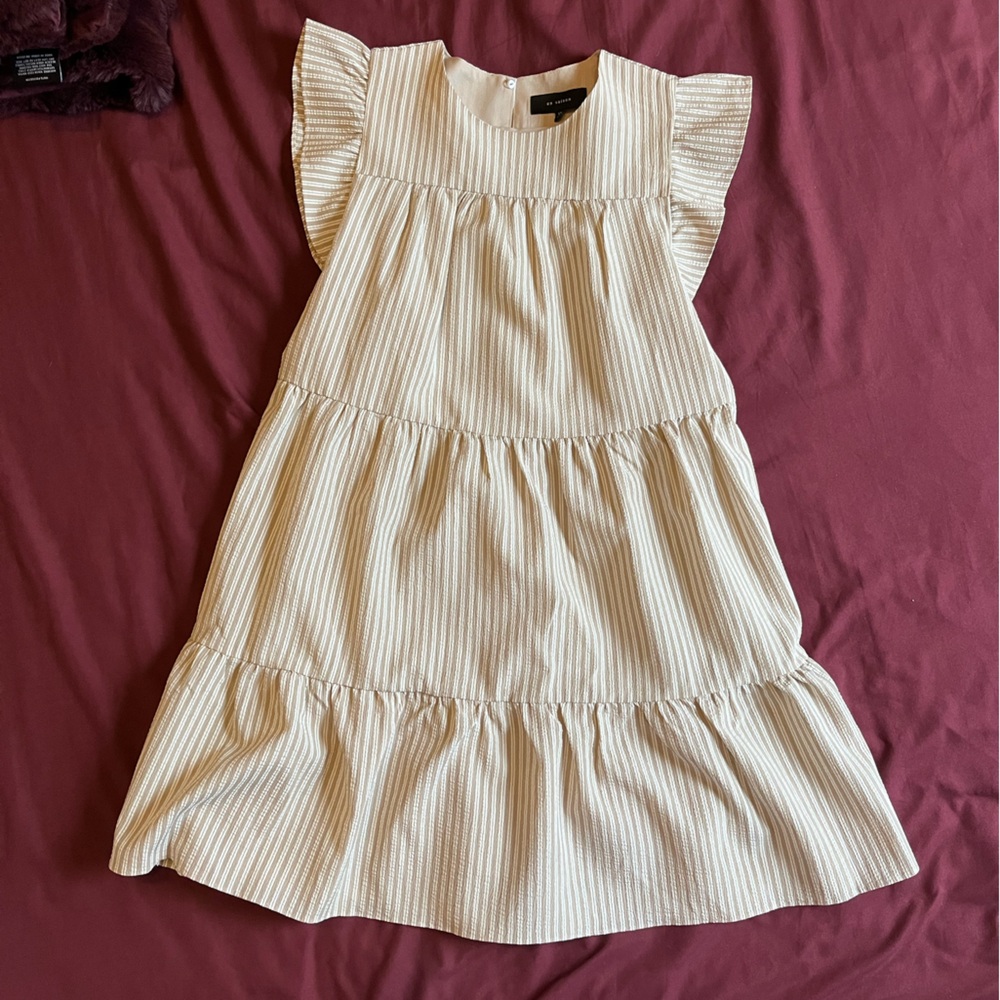 En Saison Cream Striped Mini Dress